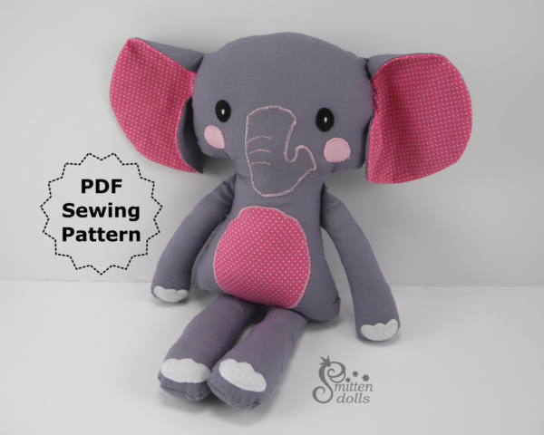 Elephant Sewing Pattern - Sitting View